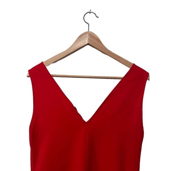 Theory Stretch V-Neck Sleeveless Side Slit Straight Hem Tunic Top Red Size Small - Picture 3 of 13